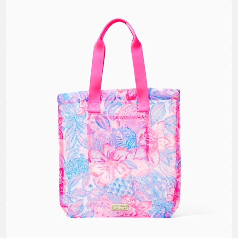 NIB Unopened Lilly Pulitzer Mesh Shopper in Pink Isle Snappy Turtle.